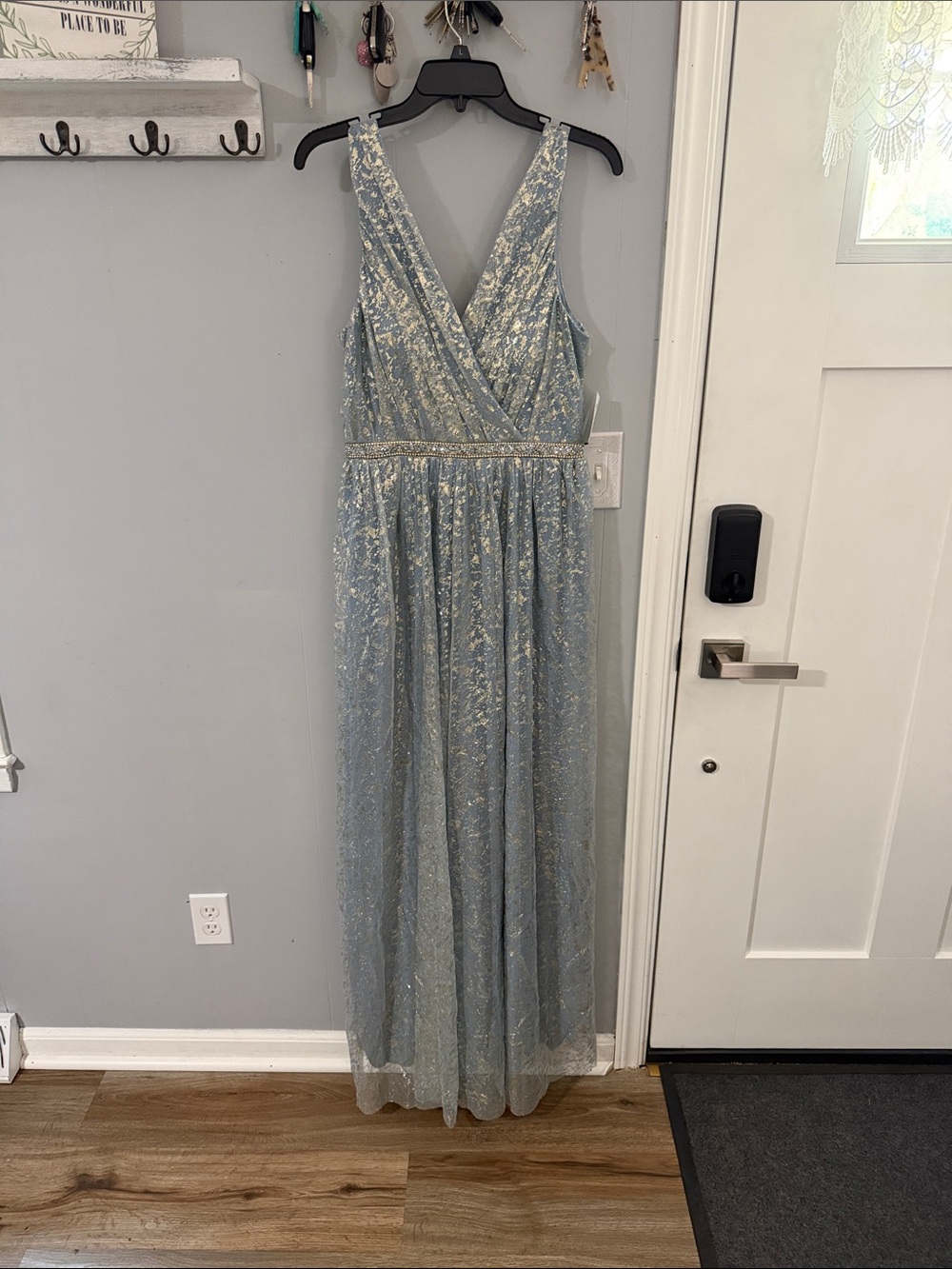 Teeze Me Light Blue Glitter Maxi Dress